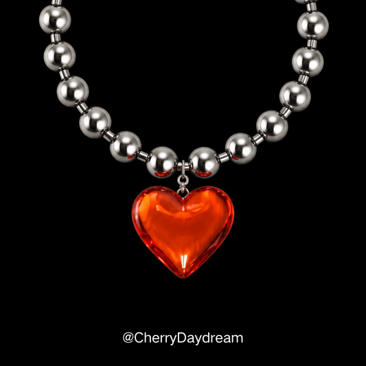 Heart Pendant Bead Necklace