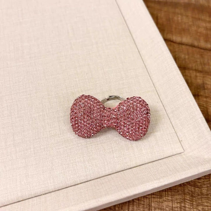 Pink Crystal Bow Ring — Y2K Sparkle Statement Ring