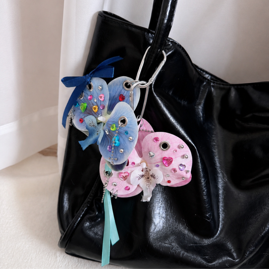 Dream Orchid DIY Bag Charm — Rhinestone Floral Keychain Kit