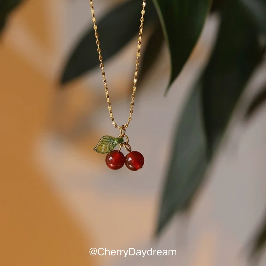 18K Gold Plated Cherry Charm Necklace