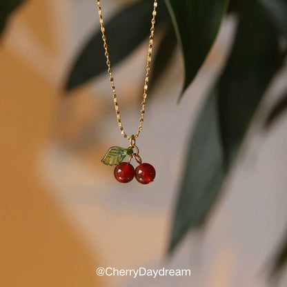18K Gold Plated Cherry Charm Necklace