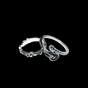 Guitar & Music Note Stackable Rings — Vintage Silver Tone Alloy Jewelry Set