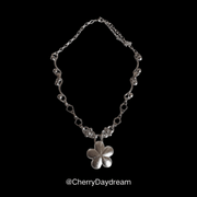 Flower Charm Necklace — Silver Floral Pendant Necklace