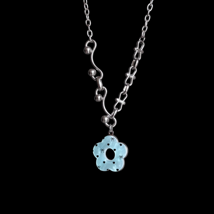 Blue Flower Necklace — Y2K Fairycore Floral Charm Necklace