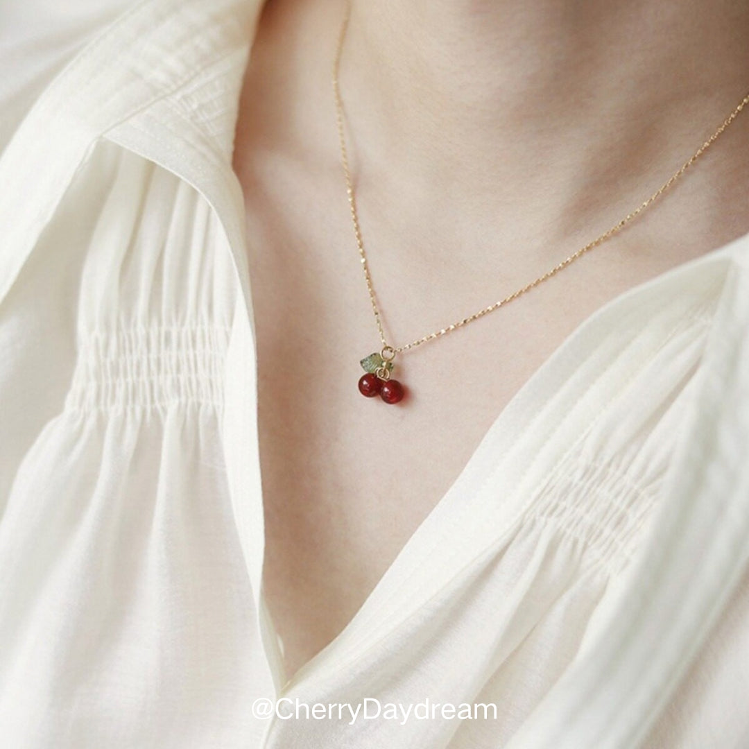 18K Gold Plated Cherry Charm Necklace