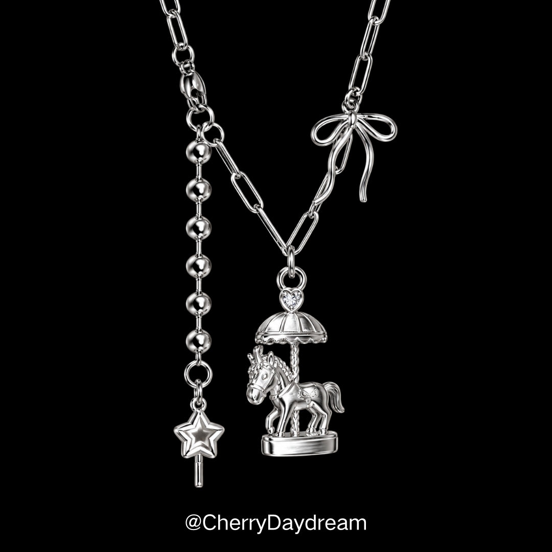Carousel Star & Bow Charm Necklace