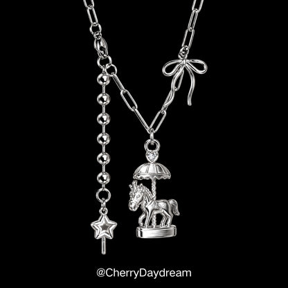 Carousel Star & Bow Charm Necklace
