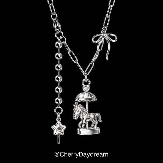 Carousel Star & Bow Charm Necklace