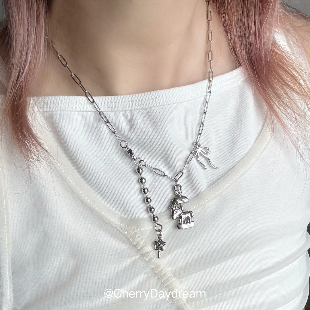 Carousel Star & Bow Charm Necklace