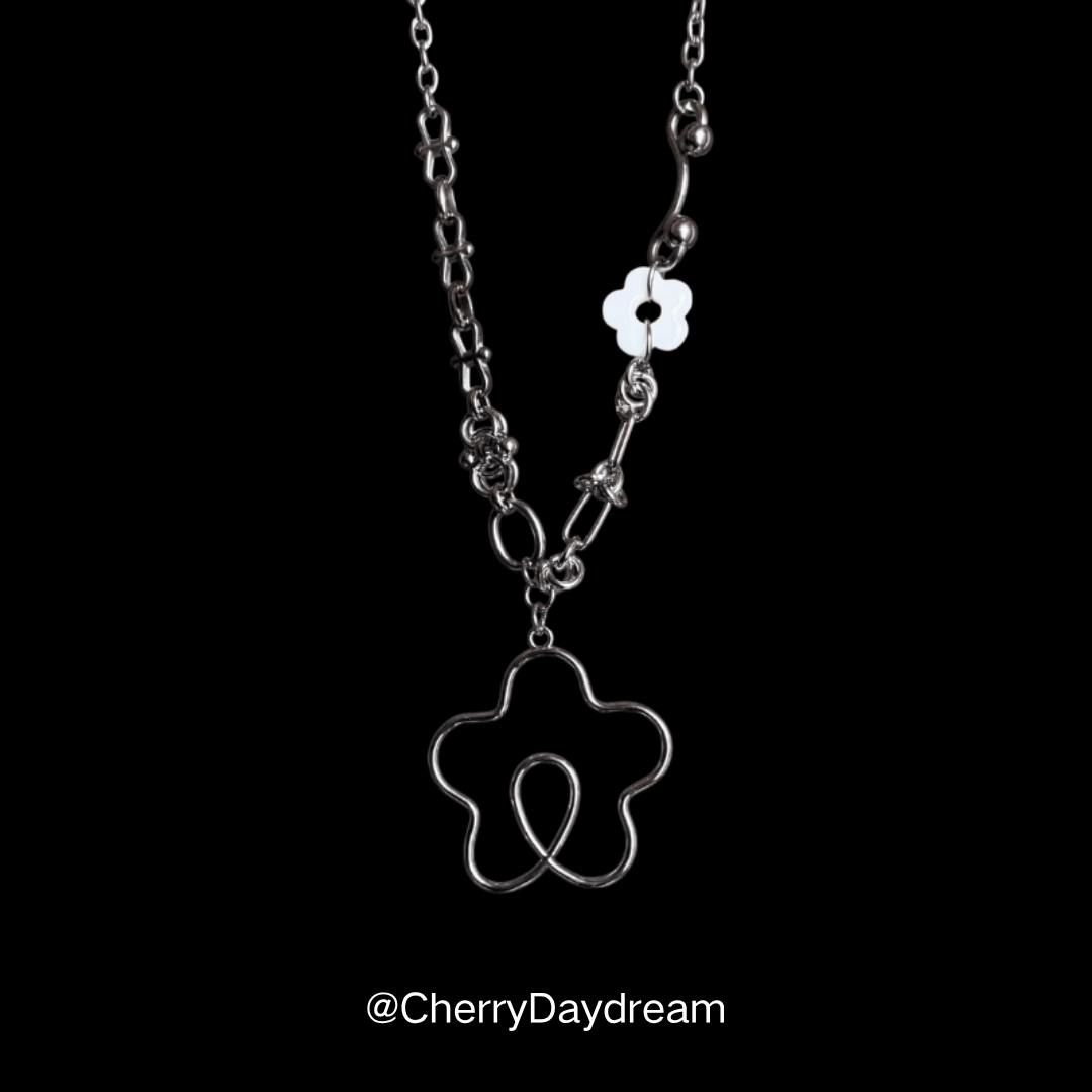 Dream Bloom Necklace — Silver Floral Charm Necklace