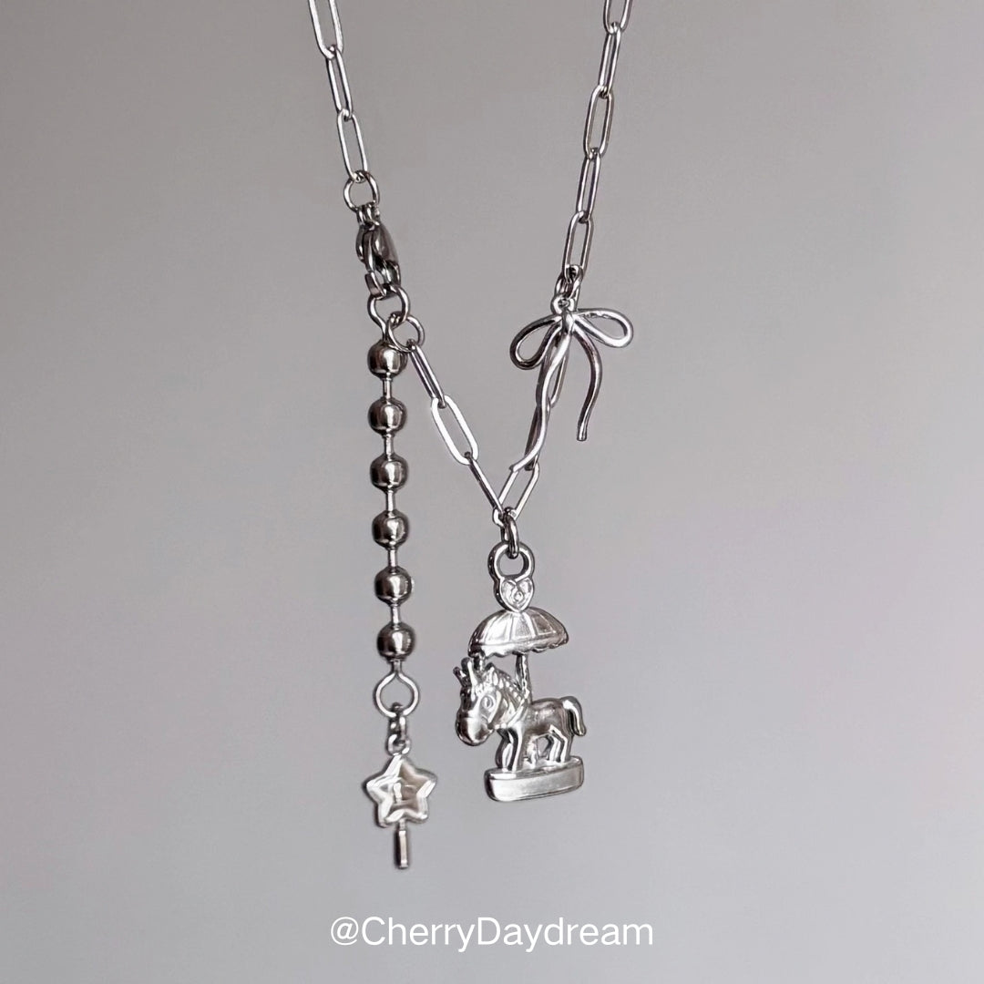 Carousel Star & Bow Charm Necklace