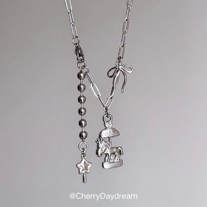 Carousel Star & Bow Charm Necklace
