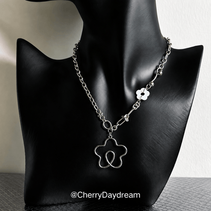 Dream Bloom Necklace — Silver Floral Charm Necklace
