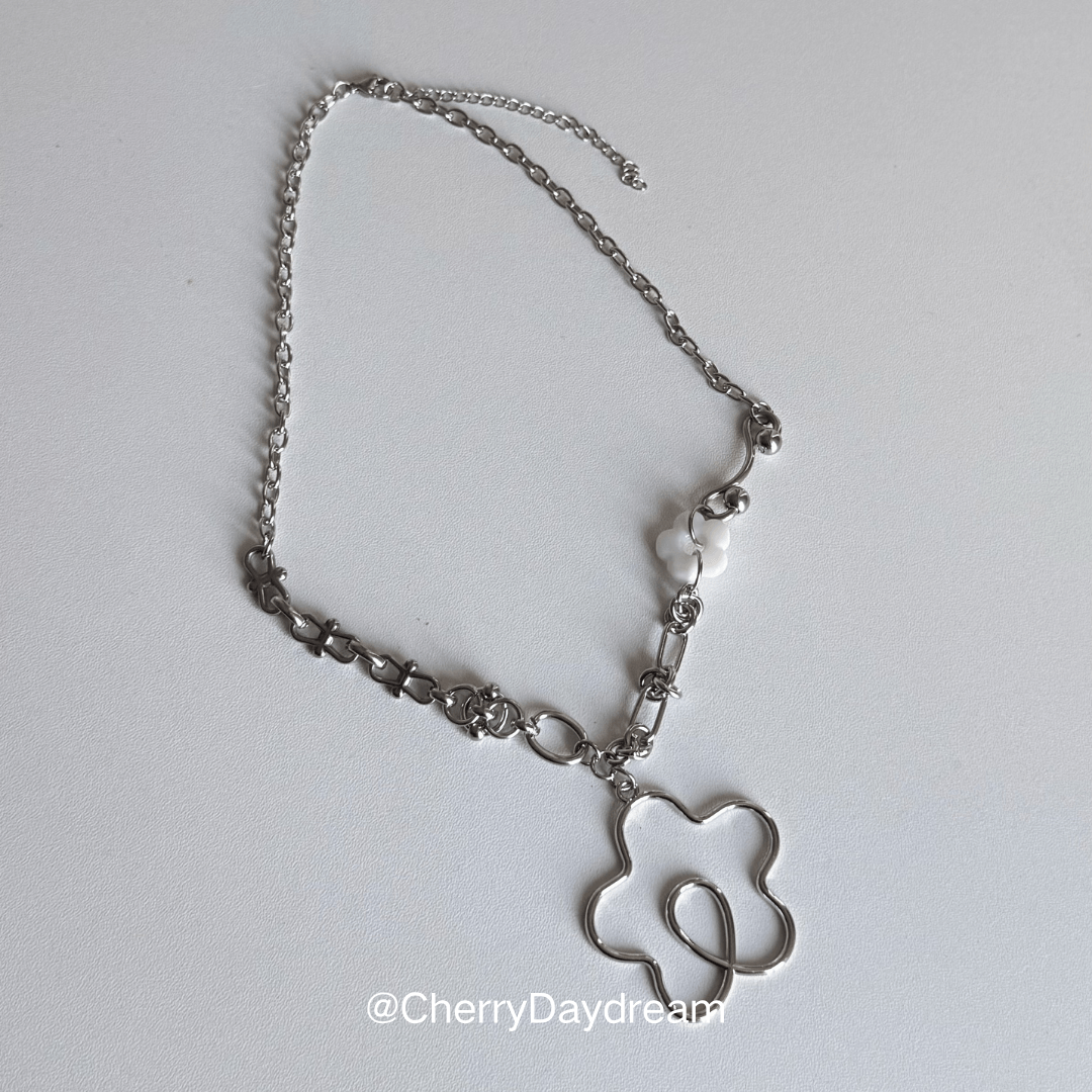 Dream Bloom Necklace — Silver Floral Charm Necklace