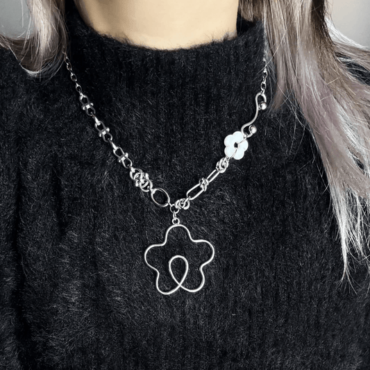 Dream Bloom Necklace — Silver Floral Charm Necklace