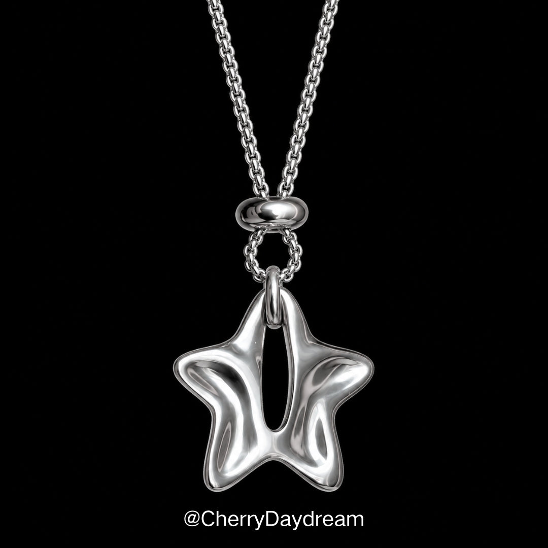 Silver Hollow Star Pendant Necklace