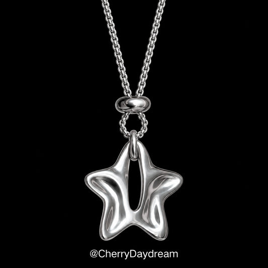 Silver Hollow Star Pendant Necklace