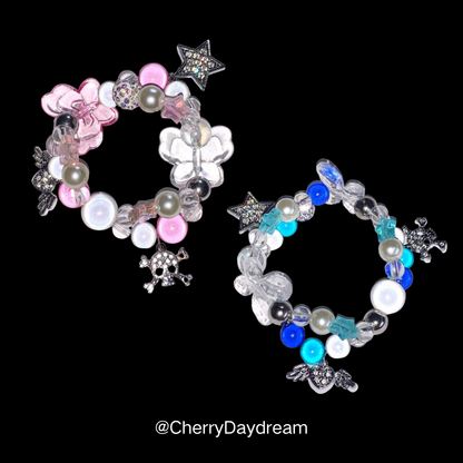 Sweet Chaos Charm Bracelet — Y2K Pearl Beaded Statement Bracelet