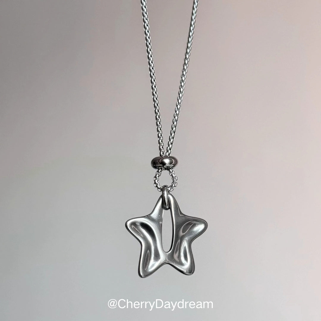 Silver Hollow Star Pendant Necklace
