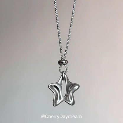 Silver Hollow Star Pendant Necklace