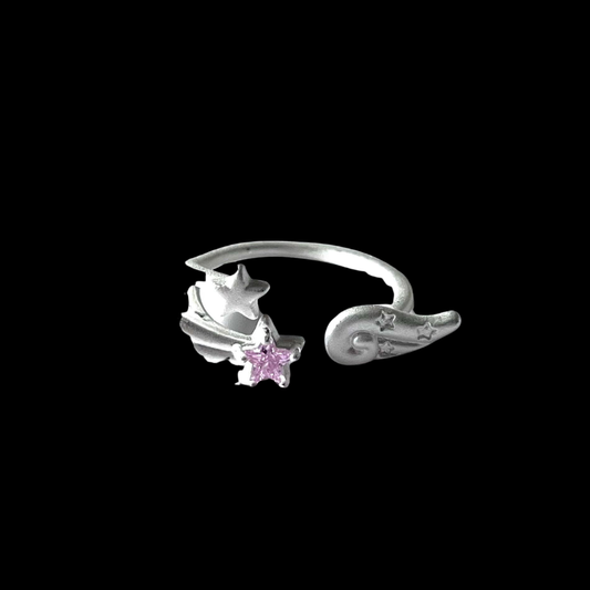 Dreamy Pink Star Ring | Celestial Shooting Star Adjustable Alloy Ring