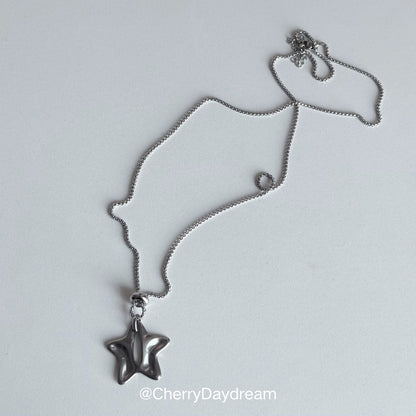Silver Hollow Star Pendant Necklace