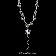 Silver Wavy Chain Necklace with Glass Star Charm