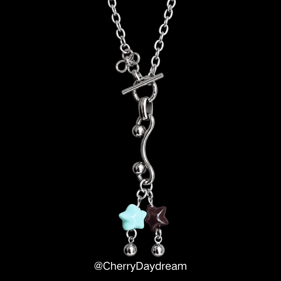 Handmade Mint Chocolate Star Flower Toggle Necklace