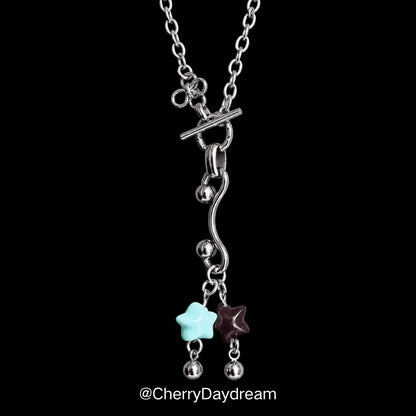 Handmade Mint Chocolate Star Flower Toggle Necklace