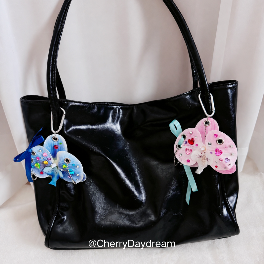 Dream Orchid DIY Bag Charm — Rhinestone Floral Keychain Kit