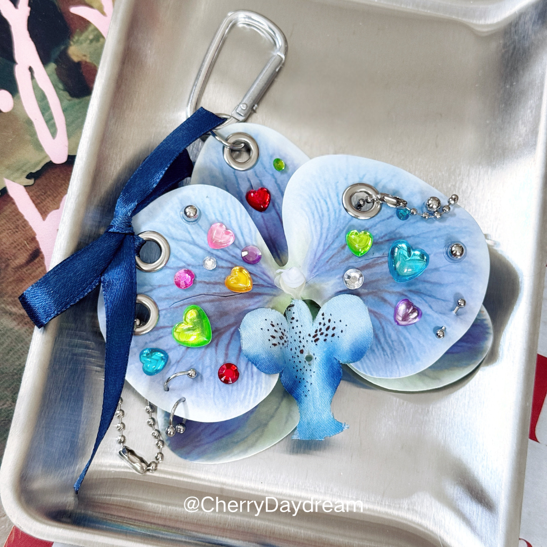 Dream Orchid DIY Bag Charm — Rhinestone Floral Keychain Kit