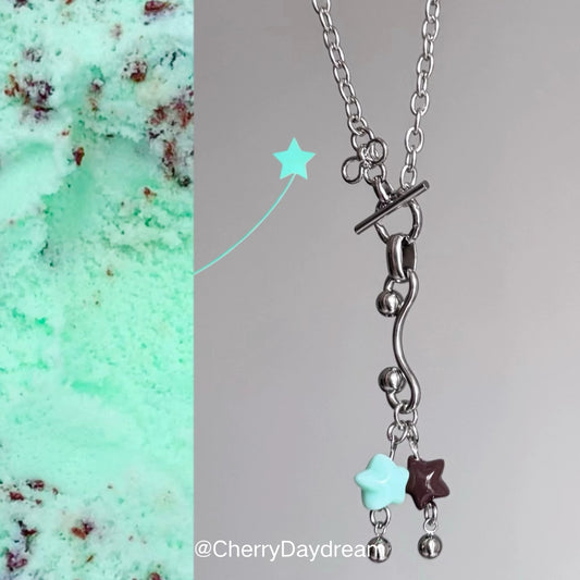 Handmade Mint Chocolate Star Flower Toggle Necklace