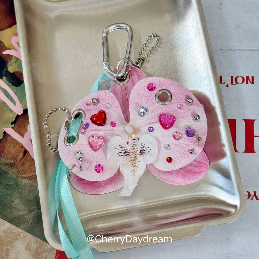 Dream Orchid DIY Bag Charm — Rhinestone Floral Keychain Kit