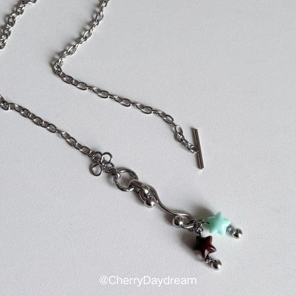 Handmade Mint Chocolate Star Flower Toggle Necklace