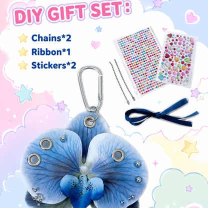 Dream Orchid DIY Bag Charm — Rhinestone Floral Keychain Kit