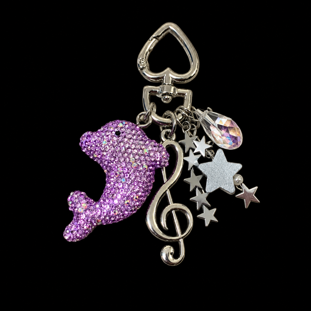 Purple Dolphin Star Charm Keychain