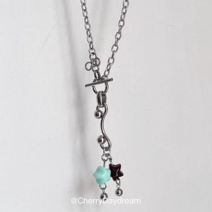 Handmade Mint Chocolate Star Flower Toggle Necklace