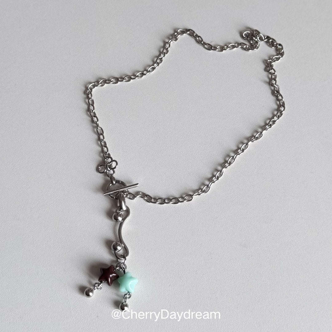 Handmade Mint Chocolate Star Flower Toggle Necklace