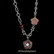 Handmade Leopard Print Star Flower Charm Necklace