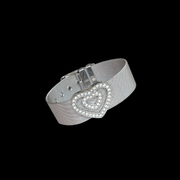 Heart Crystal Bracelet — Y2K Silver Coquette Statement Bracelet