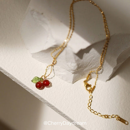 18K Gold Plated Cherry Charm Necklace