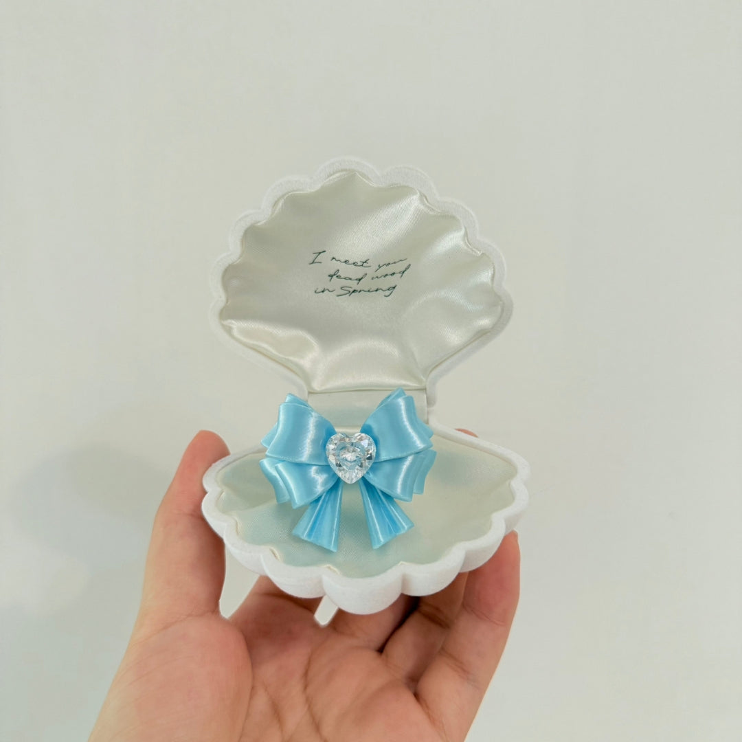 Bow Heart Crystal Ring — Y2K Coquette 3D Printed Statement Ring
