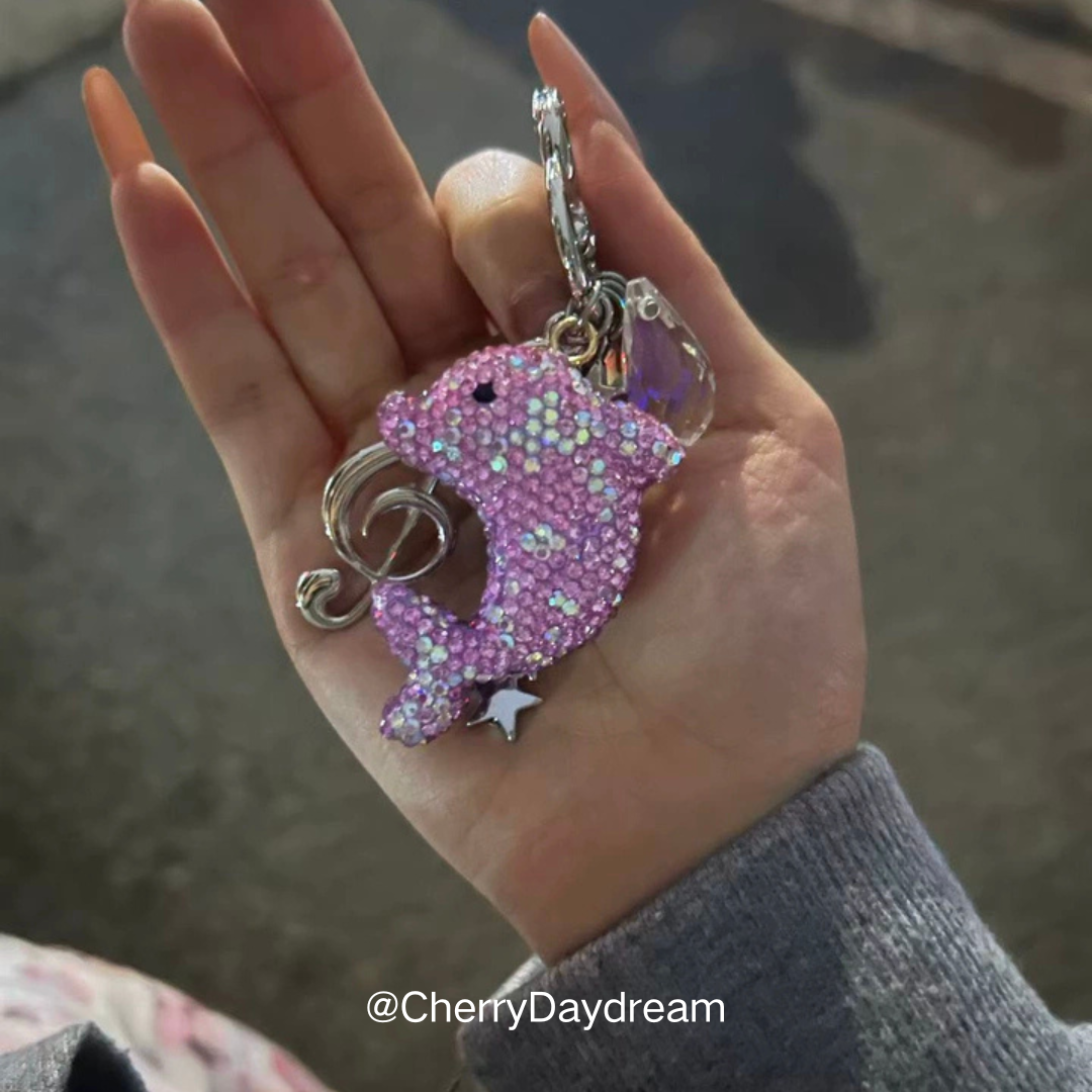 Purple Dolphin Star Charm Keychain