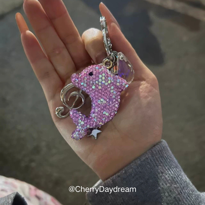Purple Dolphin Star Charm Keychain