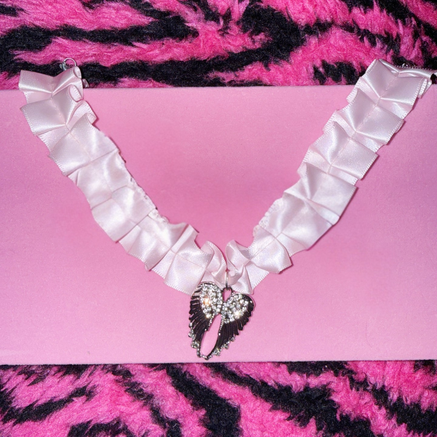 Angel Wing Ribbon Choker — Y2K Coquette Fairycore Necklace