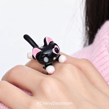 Pearl Cat Necklace, Cat Ring & Hair Clip Set