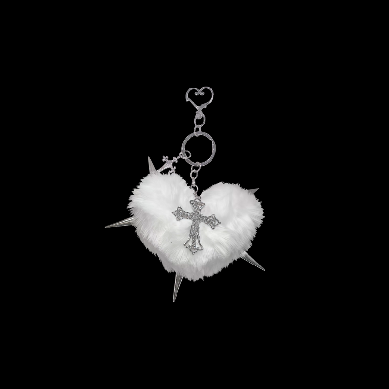 Y2K Heart Fur Bag Charm