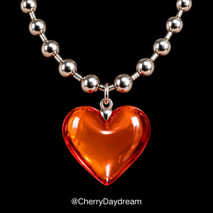 Heart Pendant Bead Necklace