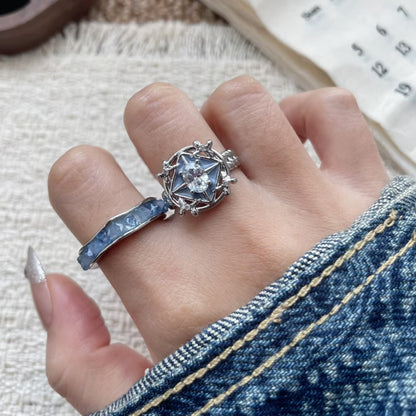 Dreamy Purple Crystal Star Ring – Y2K Celestial Fairycore Jewelry