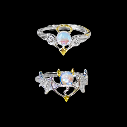 Angel Devil Ring — Y2K Fantasy Celestial Statement Ring